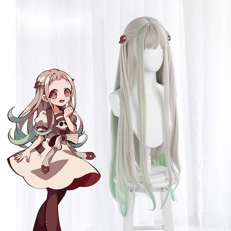 JCvCX Anime Yashiro Nene Wig Gray Mixed Light Green Long Straight Party Hair Cosplay Props Halloween - Image 4